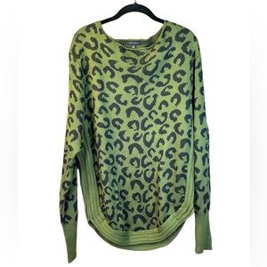 Aly Daly Green and Black Leopard Print Sweater - Size Small